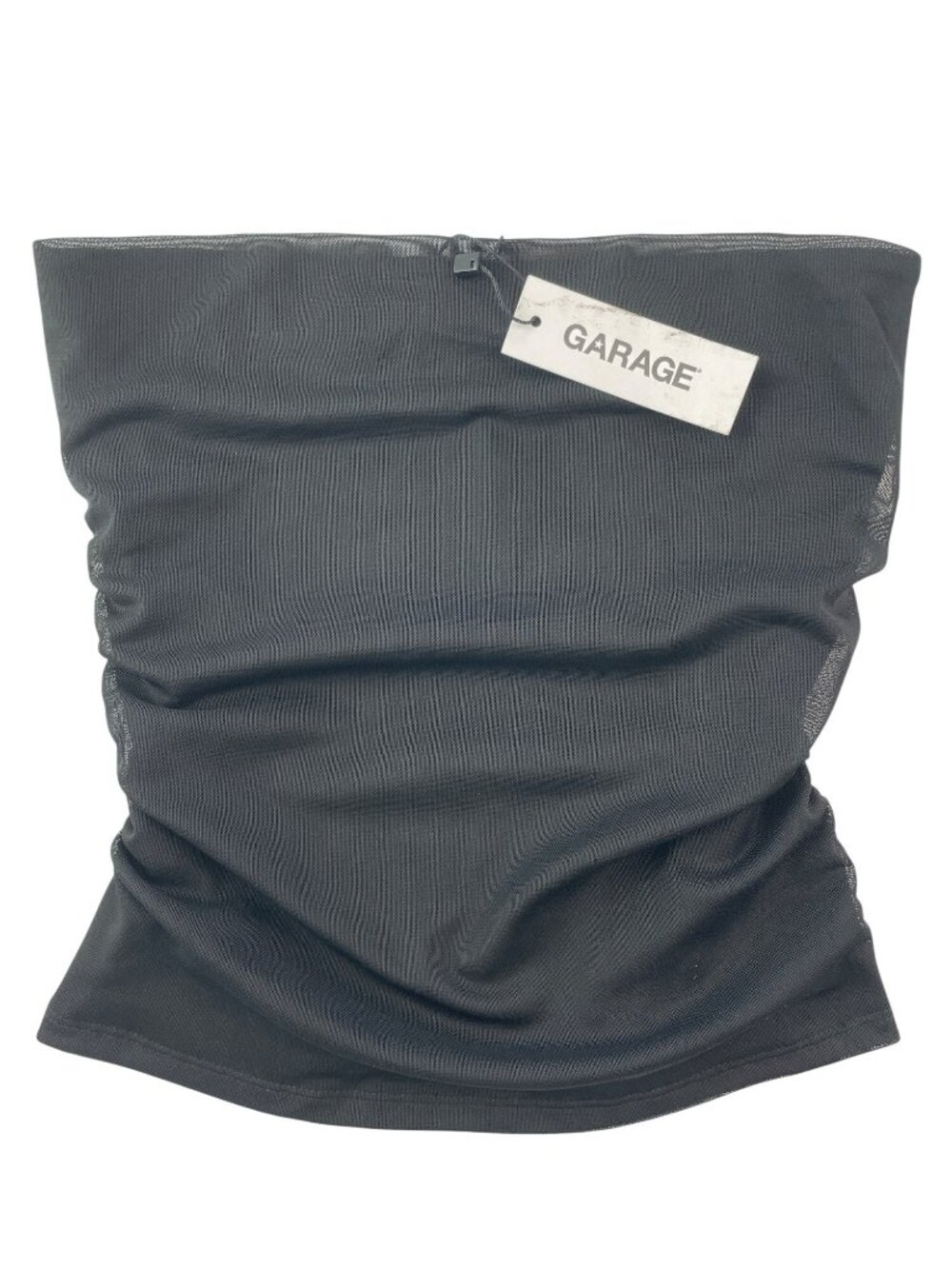 Garage Mesh Ruched Tube Top  In Jet Black Women's Size P/S MSRP$37 BRAND NEW TAG